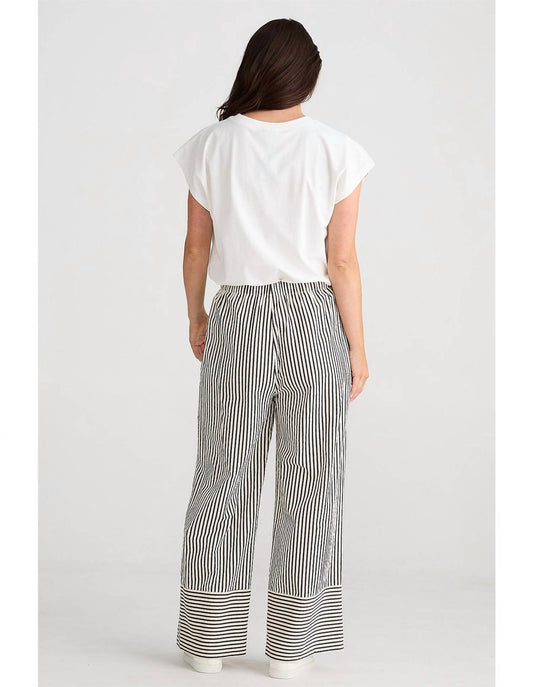Brave + True - Portia Striped Wide Leg Elastic Waist Front Tie Pants