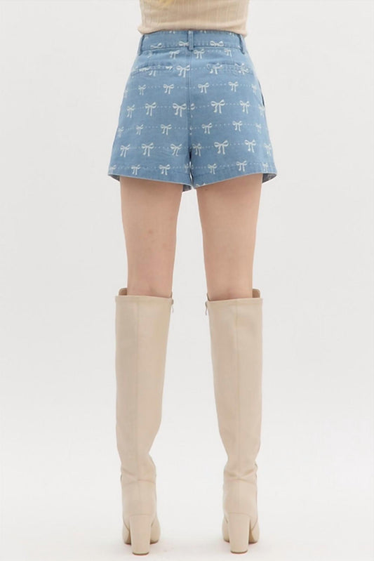 Entro - Bow Denim High Waist Shorts