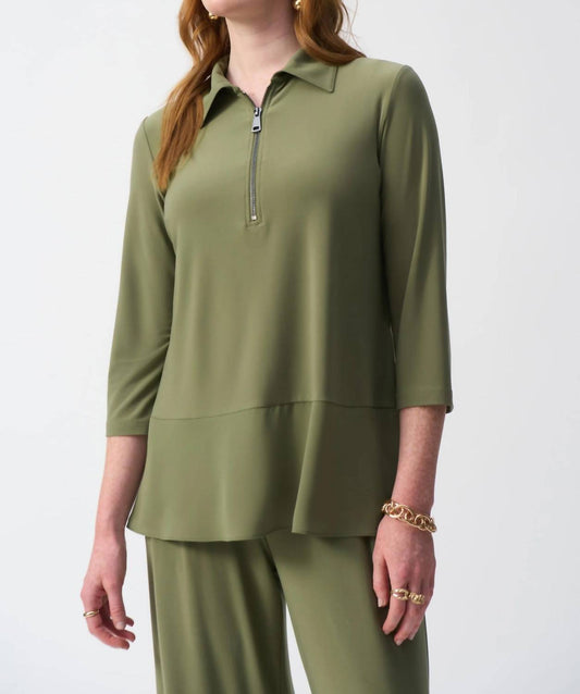 Joseph Ribkoff - Zip Front 3/4 Sleeve Tunic Top