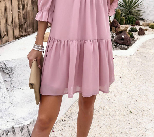 Wholesalesir - Solid Casual V-neck Dress
