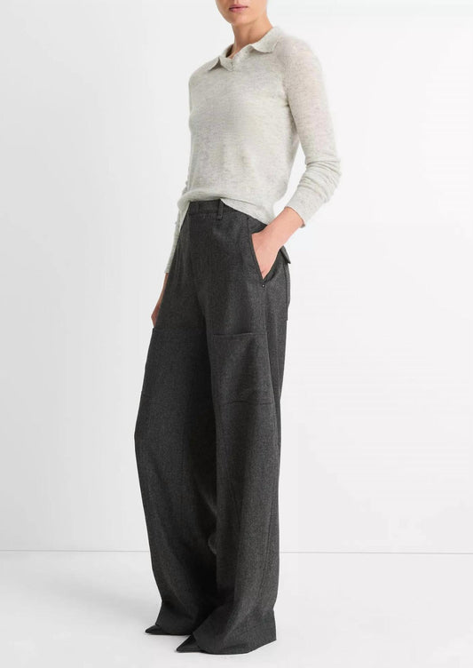 Vince - Mid Rise Brushed Herringbone Flannel Pant