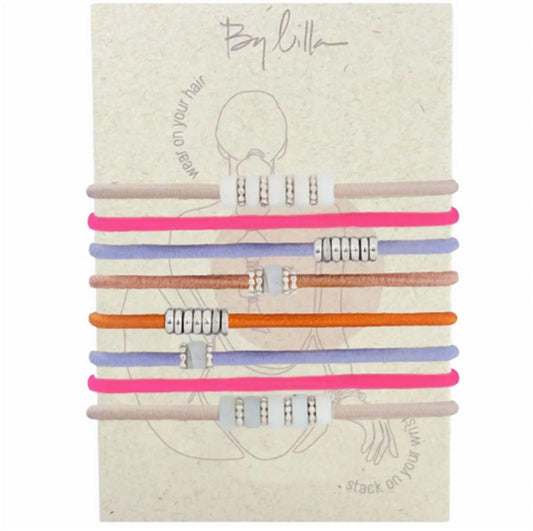 By Lilla - Women's Disc Elastics 8 Pack Bracelet Hairties Set