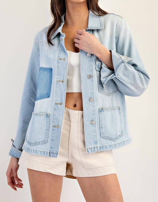 Ee:Some - Pocket Detail Denim Long Sleeve Jacket