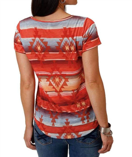Roper - Women's Studio West V-neck Aztec Top
