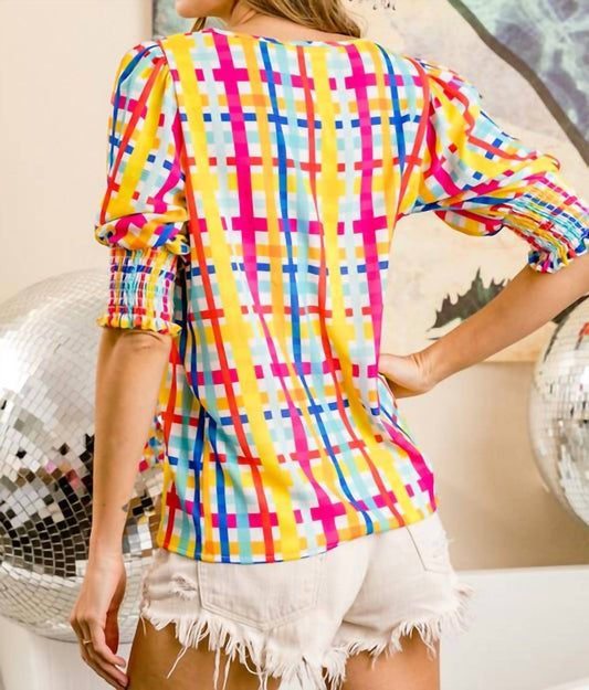 Bibi - Colored Plaid Top