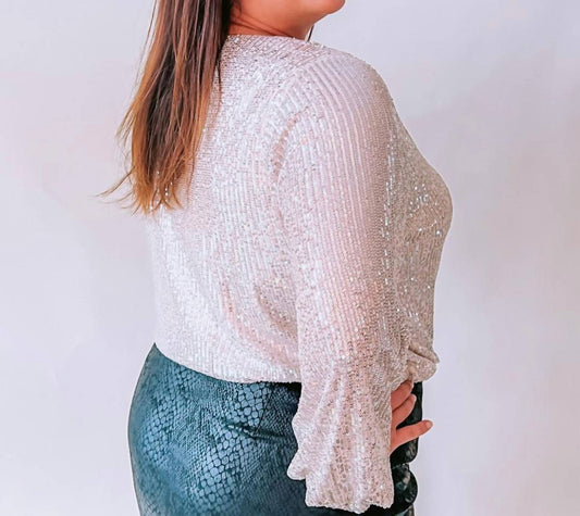 Gilli - Plus Size Sequin Long-sleeve Bodysuit