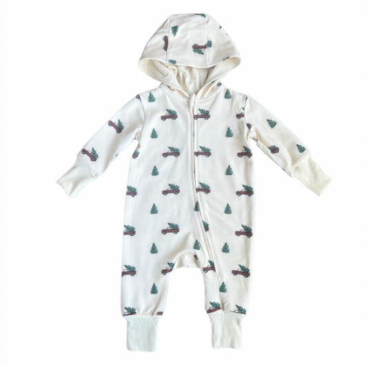 Babysprouts - Boys Christmas Truck Zip Bamboo Romper
