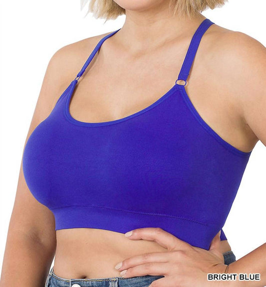 Zenana - Cross Back Padded Seamless Bra With Adjustable Straps