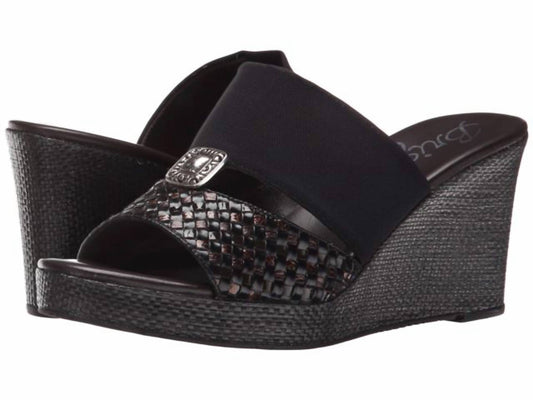 Brighton - Delta Black Brown Leather Wedge Sandal