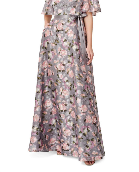 Aidan Mattox - V- Neck Floral Long Dress