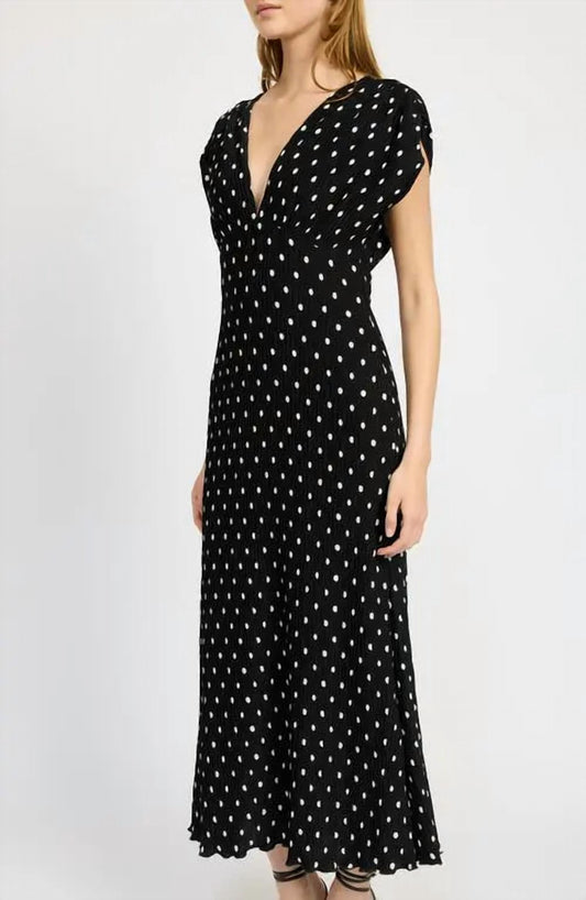 En Saison - Darlene V-neck Polka Dot Dress