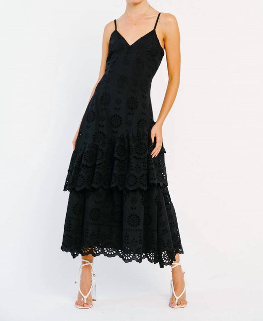 Ciebon - Gudrun Embroidered Tiered Strappy Maxi Dress