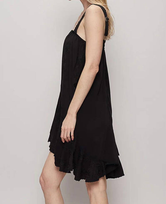 Pol - Pol Black Vintage Washed Embroidery Detail Solid Dress