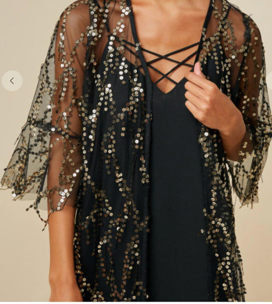 Hayden La - Bell Sleeve Sequin Open Kimono
