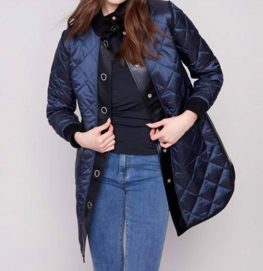 Charlie B - Reversible Long Quilted Puffer Jacket