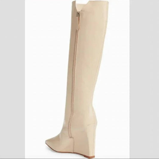 Schutz - Women's Leather Wedge Tall Boots