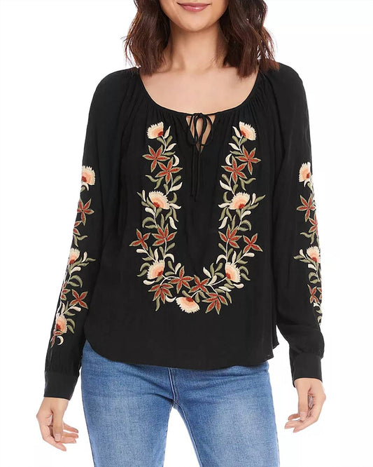 Karen Kane - Embroidered Peasant Top