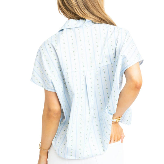 Karlie - Floral Stripe V Neck Collar Top