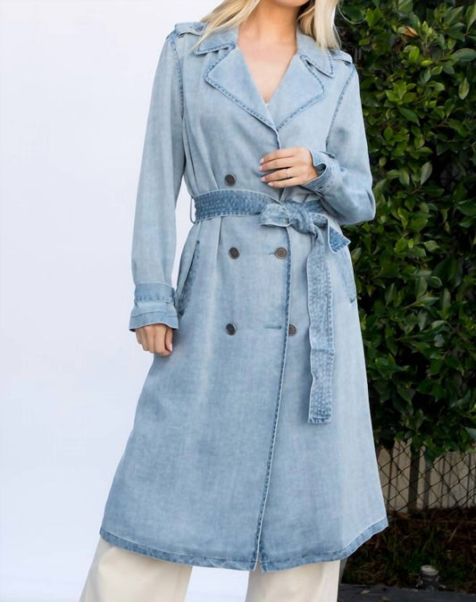 Davi & Dani - Tencel Denim Garment Washed Trench Coat