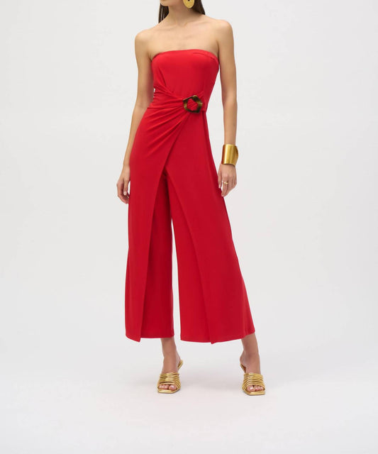 Joseph Ribkoff - Strapless Wrap Front Cropped Jumpsuit