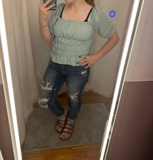 Judy Blue - Women's Destroyed Boyfriend Top