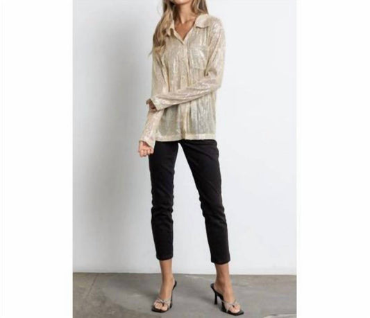 Kiwi - Sequin Button Down Shirt With Chest Pocket