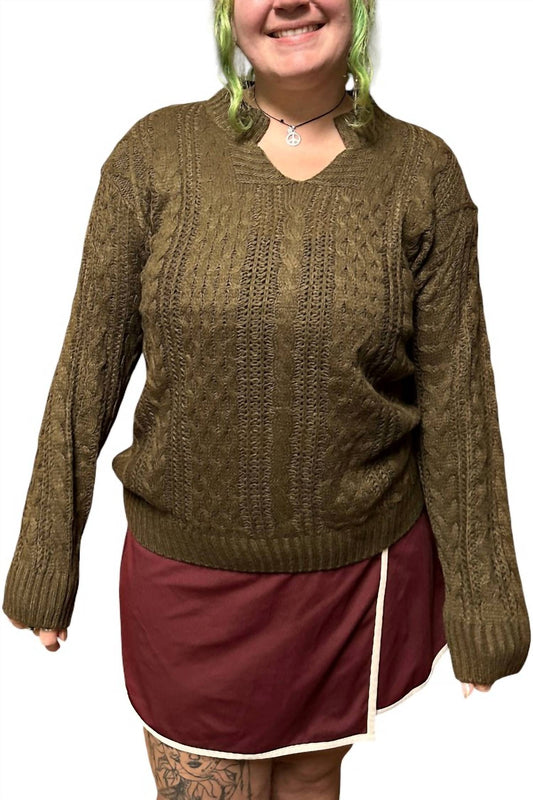 Ontinva - Taissa Notch Neck Oversized Tunic Sweater