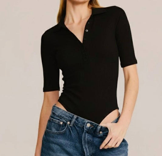 Belle D'Amour - Short Sleeve Collared Bodysuit