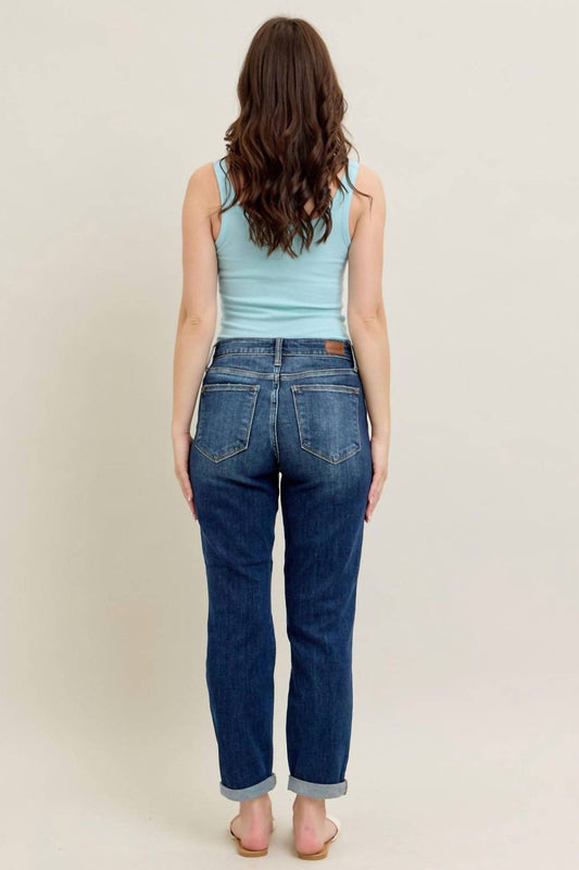 Judy Blue - Mid Rise Cuffed Boyfriend Jeans