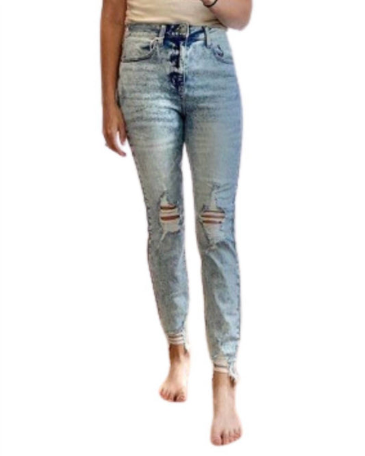 Cello - High Rise Distressed Hem Slim Straight