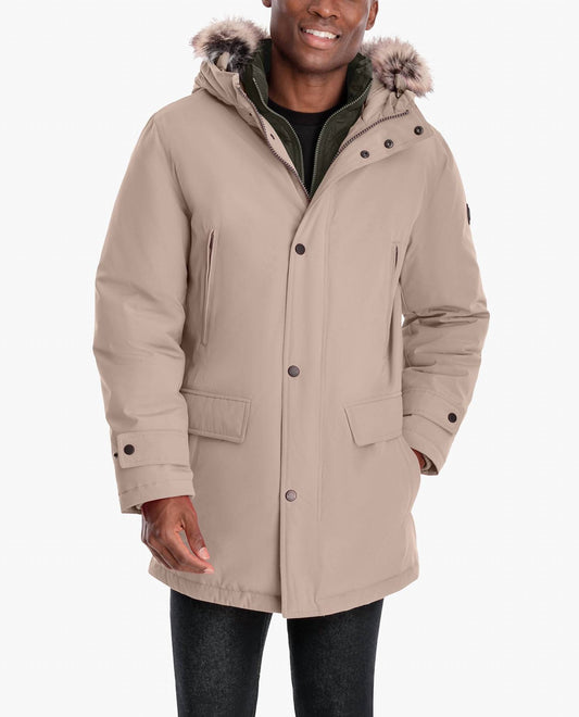 London Fog - Artic Parka With Removable Faux Fur Trim On Hood