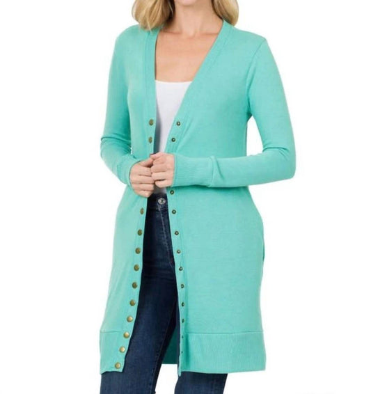 Zenana - Full Sleeve Long Snap Cardigan