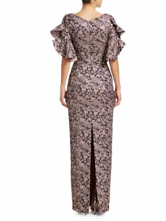 Theia - Brocade Ruffle Gown