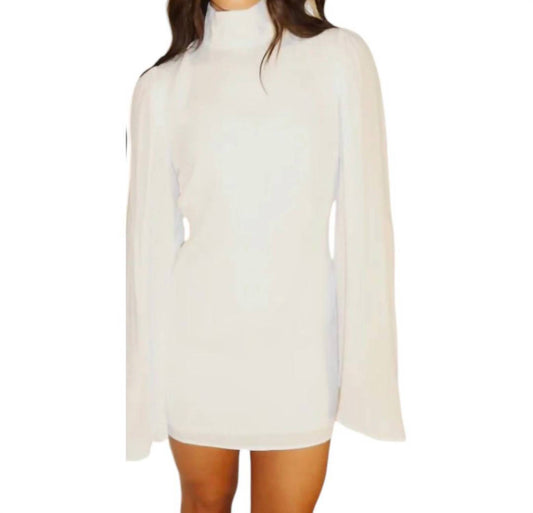 Act Pretty - Chic Mock Neck Flared Sleeve Mini Dress