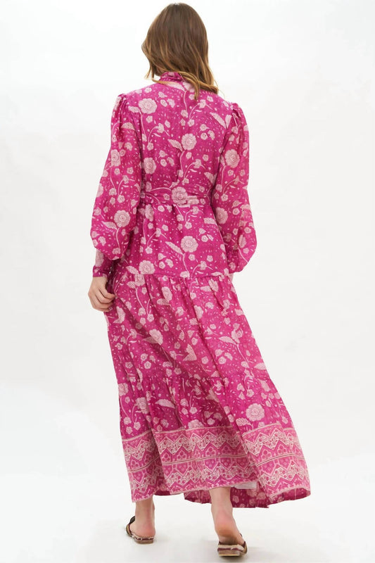 Oliphant - Mulberry High Neck Button Maxi Dress