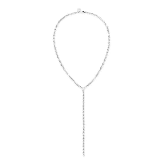 Eklexic - Women's Micro Link Curb Chain Lariat Necklace