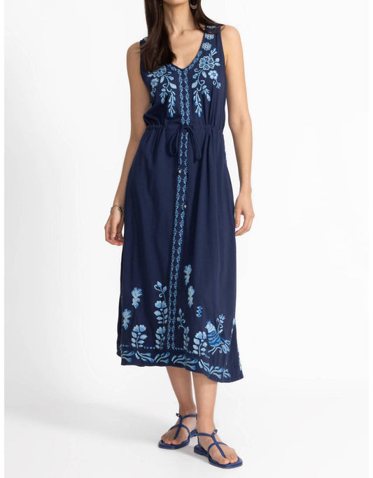 Johnny Was - V-neck Drawstring Knit Dress-yadira