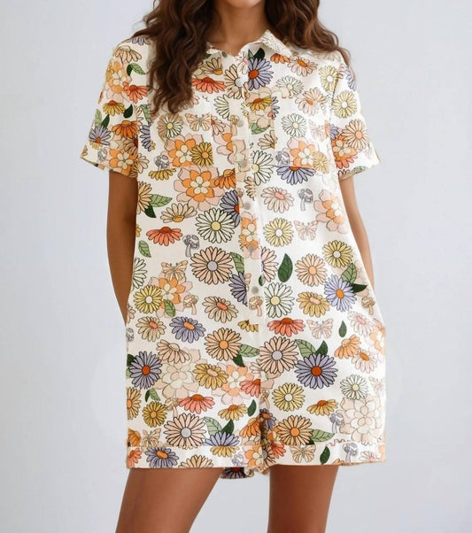 Storia - Printed Denim Romper