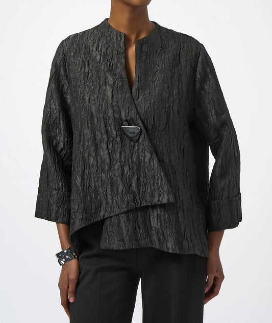 Joseph Ribkoff - Textured Asymmetric Swing Jacket