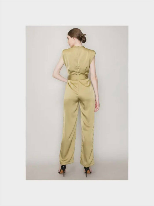 Ina Fashion - Satin Sleeveless V-Neck Jumpsuit