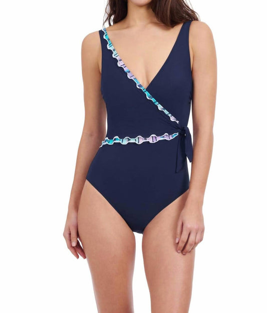 Profile By Gottex - Standard Harmony Striped Print Ruffle Trim Halter Tankini Bathing Suit