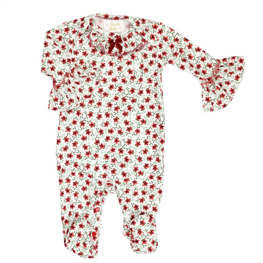 Haute Baby - Newborns And Babies Holly Jolly Footie With Ruffled Butt