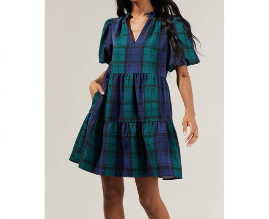 Sugarlips - Women's Hudson Plaid Jacey Babydoll Eyelet Mini Dress