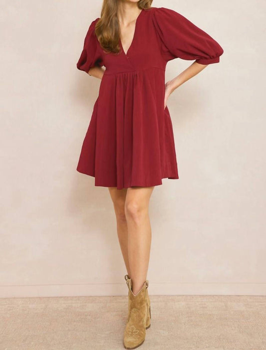 Entro - V Neck Baby Doll Dress