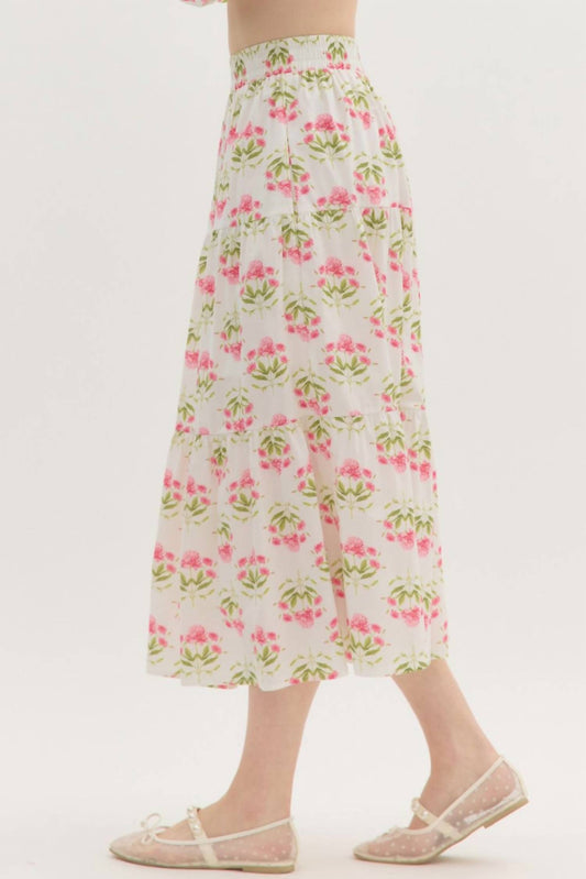 Entro - Floral Tiered Midi Skirt