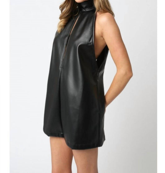 Olivaceous - Faux Leather Kenley Dress