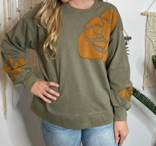 Jodifl - Rose Applique Sweatshirt