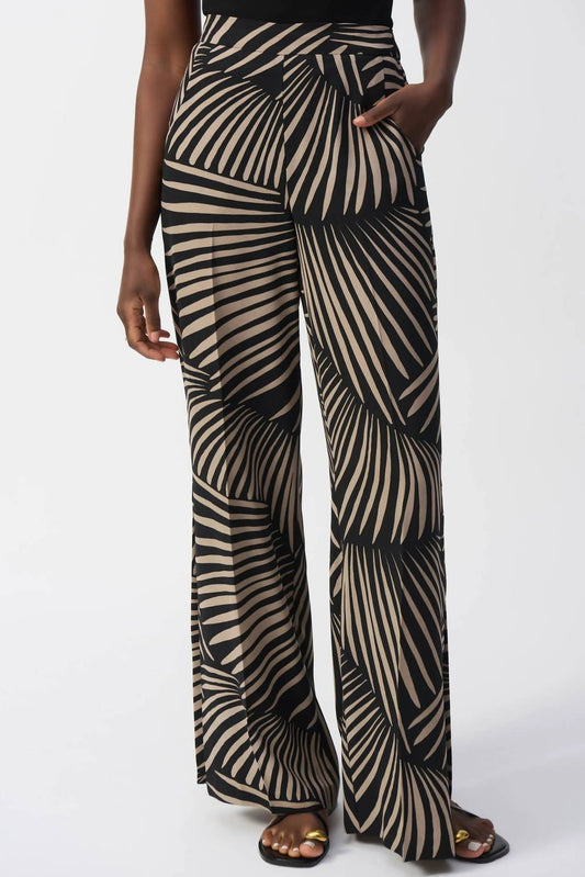 Joseph Ribkoff - Tropical Print Side Slit Wide Leg Pants