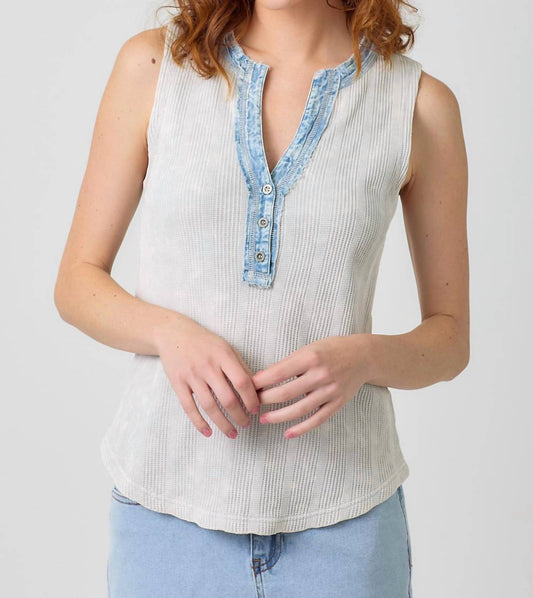 Mystree - Washed Thermal Sleeveless Henley Top