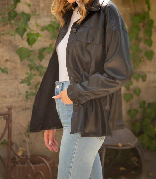 Voy - Living On the Edge Faux Leather Shacket